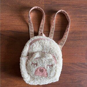 Kids Sherpa Bear Mini Backpack Plush Cream & Pink Cute Bag